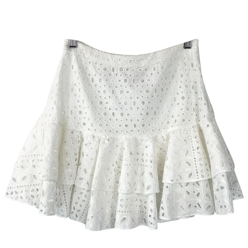 Charo Ruiz White Eyelet Mini Skirt